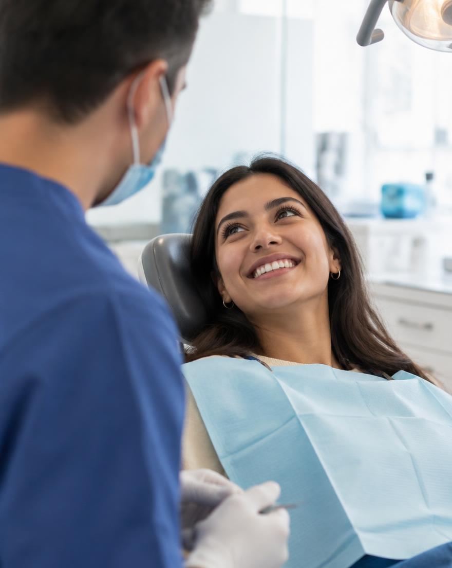 Paciente sonriendo durante su atención en Dental 980